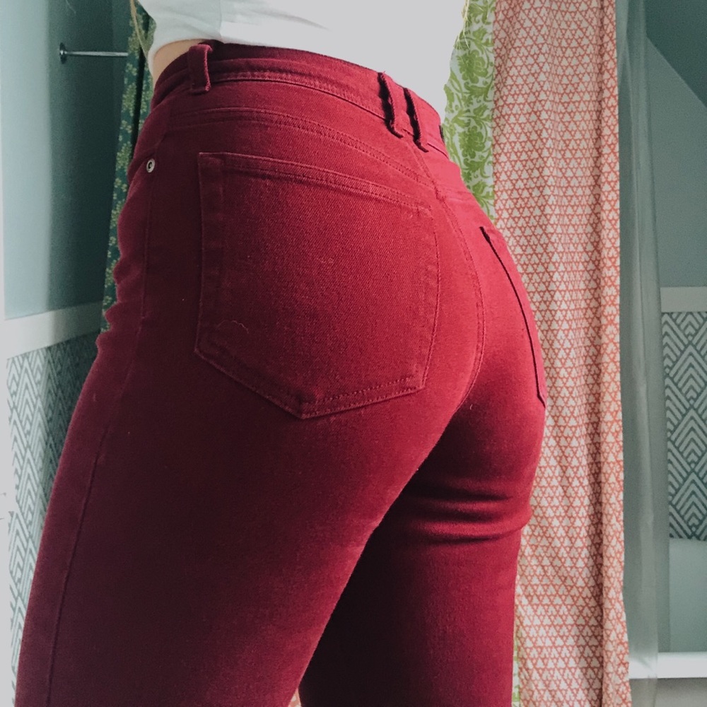 magenta skinny jeans